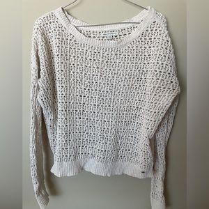 American Eagle Crochet Open knit Sweater Boho Neutral Long Sleeve Cream OffWhite
